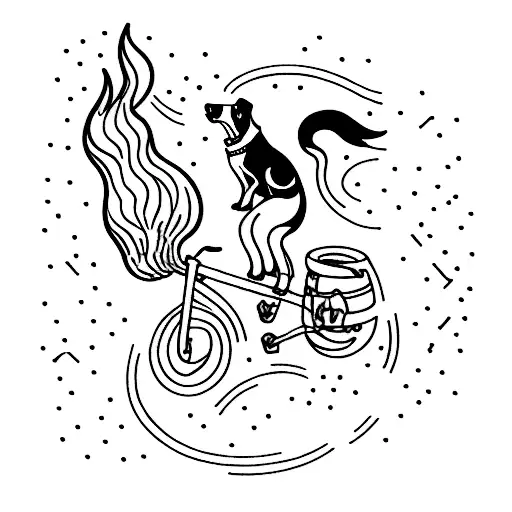 Dog Riding A Bicycle Jumping Over Fire