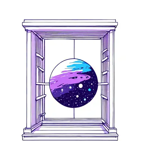 Window With A Purple And Blue Outer Space Inside It