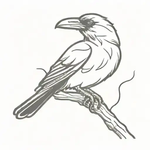 Tiny Raven Simple Tattoo Design