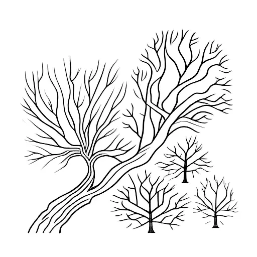 5 Oak Trees In A Line