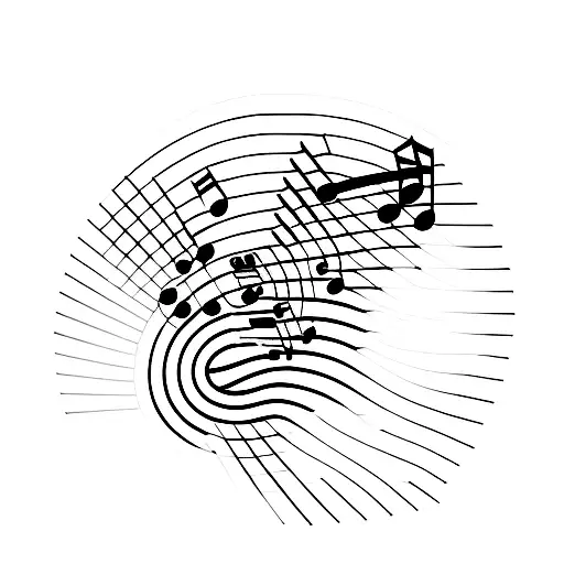 Piano Keys And Electric Guitar Outline Connected By Sound Wave
