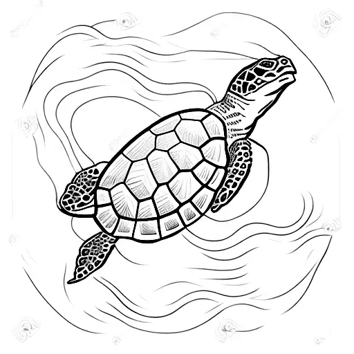 A Majestic Turtle Swimming Gracefully In The Deep Blue Sea