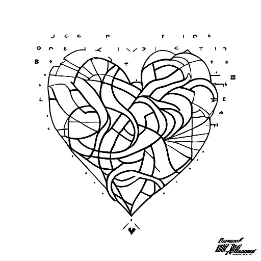 Heart Outline Drawn In One Line With D And B Embedded