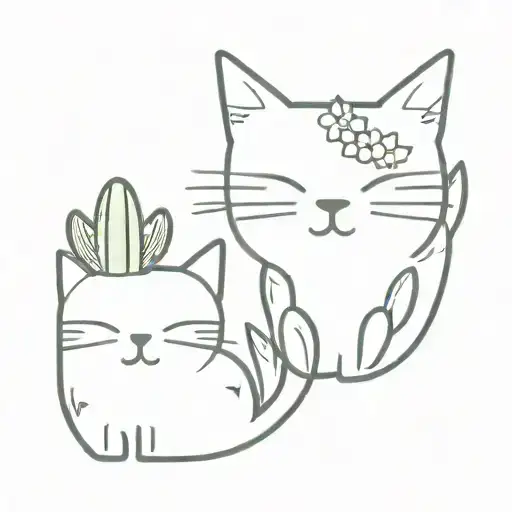 Cactus With Cat