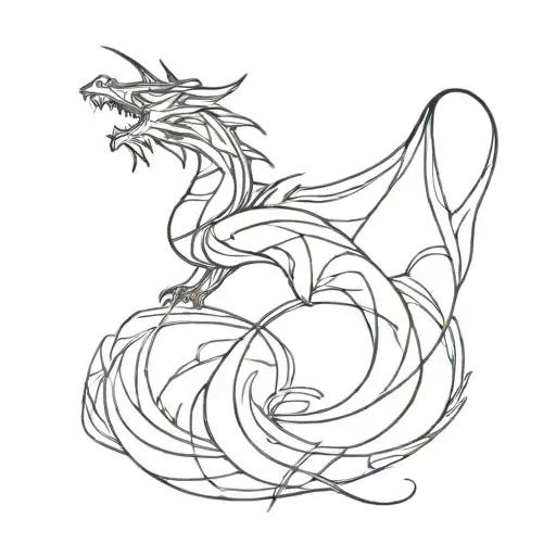 Tattoo With Abstract Lines Symbolizes Love With A Dragon
