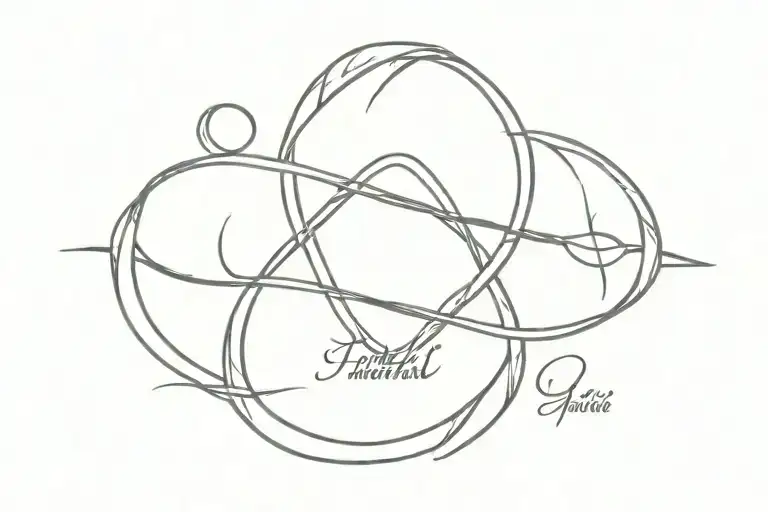Infinity Symbol And Cross With 4 Names Intertwined