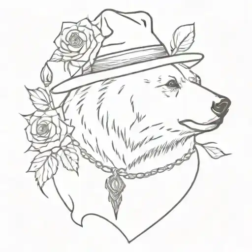 Bear With With A Witch Hat And A Necklace Of Roses