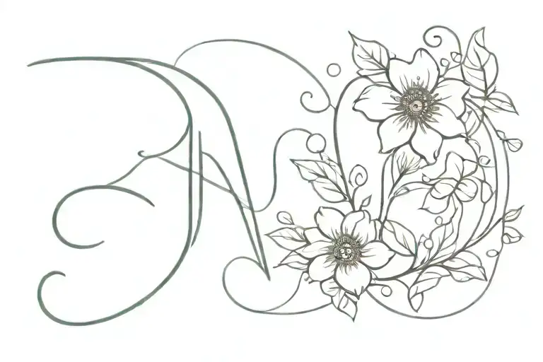 Floral With Letter B And L