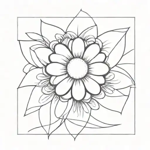 A Square With A Daisy In It