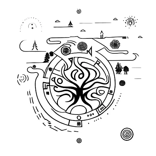 A Mystical Tree Of Life Made Up Of Nordic Runes And Surrounded By Animals