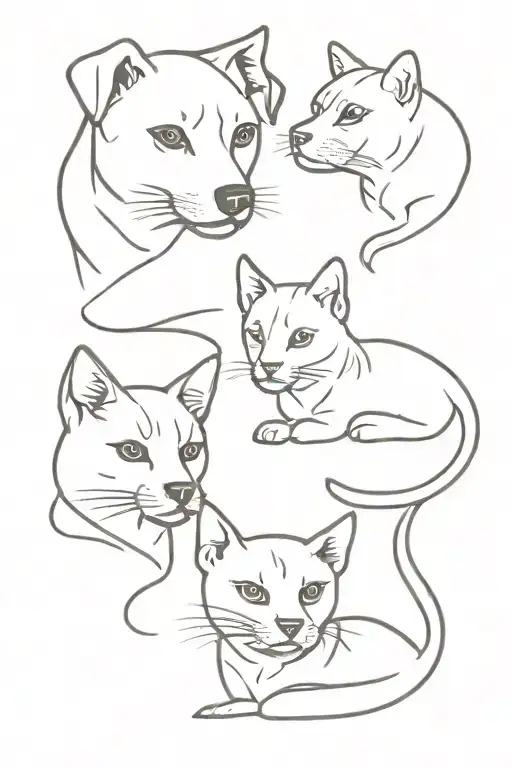 2 Cats And 1 Labrador Retriever Dog