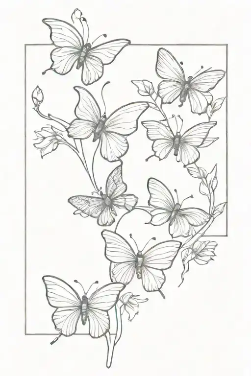 Daffodi And Butterflies Line