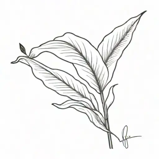 Peace Lily Fine Line With Initials