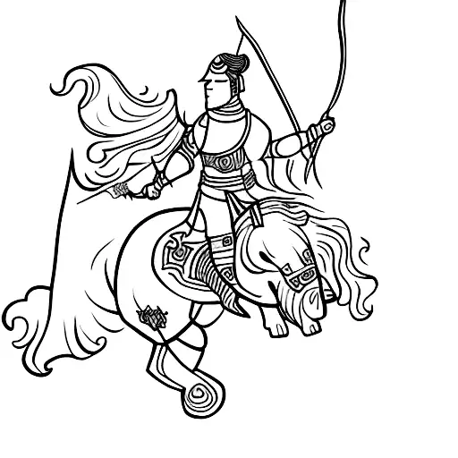 Warrior On A Horse With A Sword