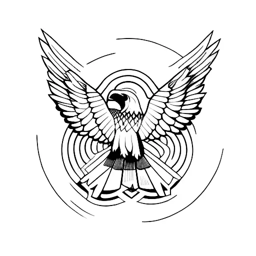 A Minimalist Tattoo Of An Eagle Carrying A Pink Floyd Vinyl Record