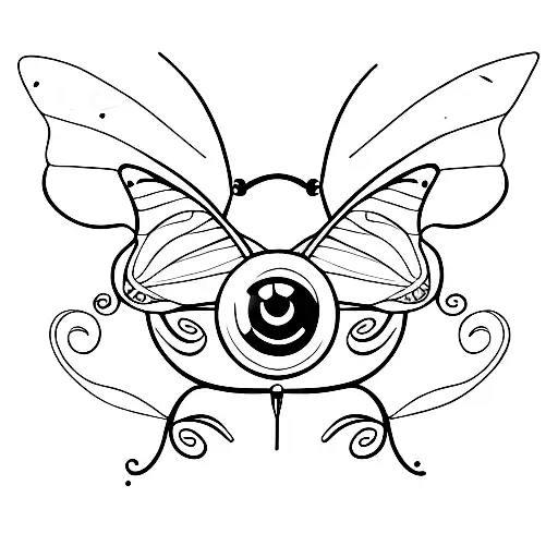 Abstract Cute Butterfly With Eyes On Its Wings