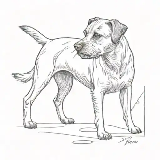 Border Terrier Dog And Chestnut Horse