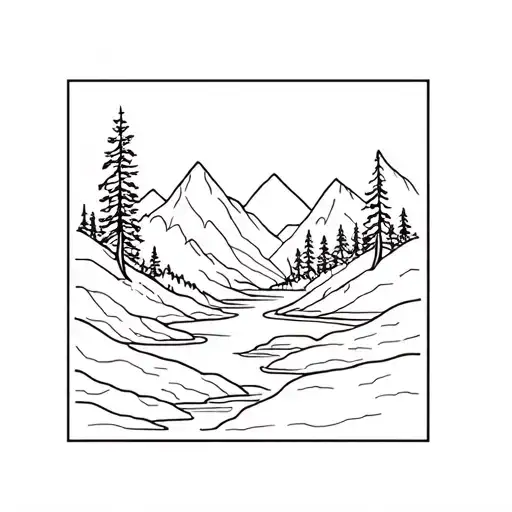 Nature Scene With Mountains And A River