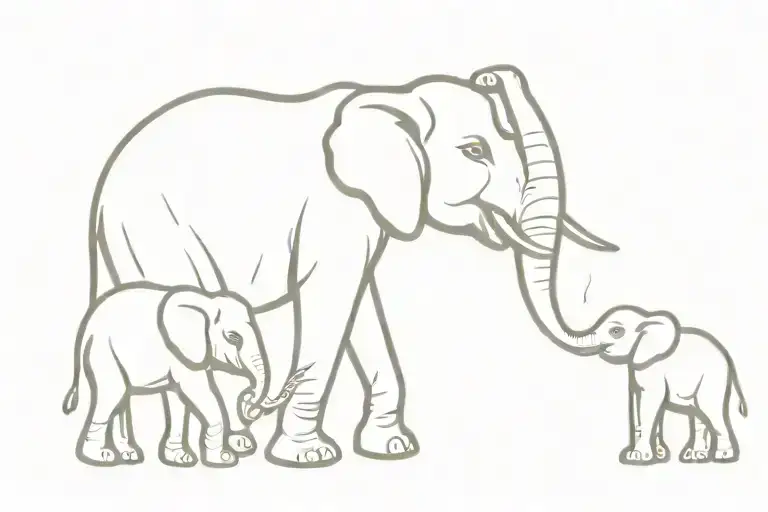 Elephant And 2 Babies