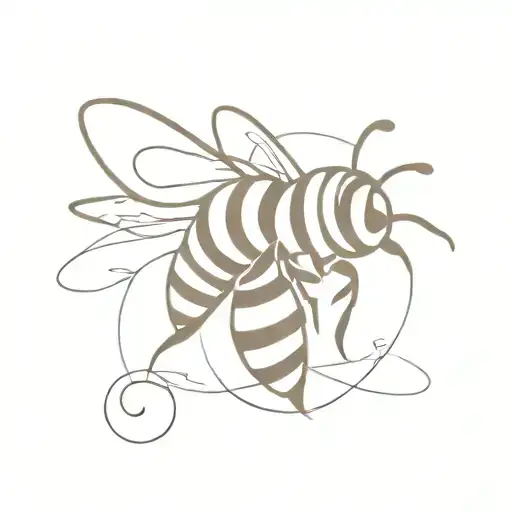 Small Young Friendly Bumblebee Hovering Bee Surrounded By Swirling