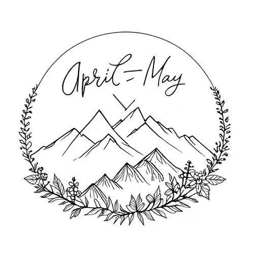 Alaska Mountains Scene With April And May Birth Flowers