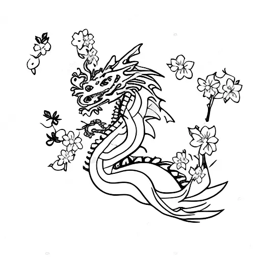 Dragon With Cherry Blossom