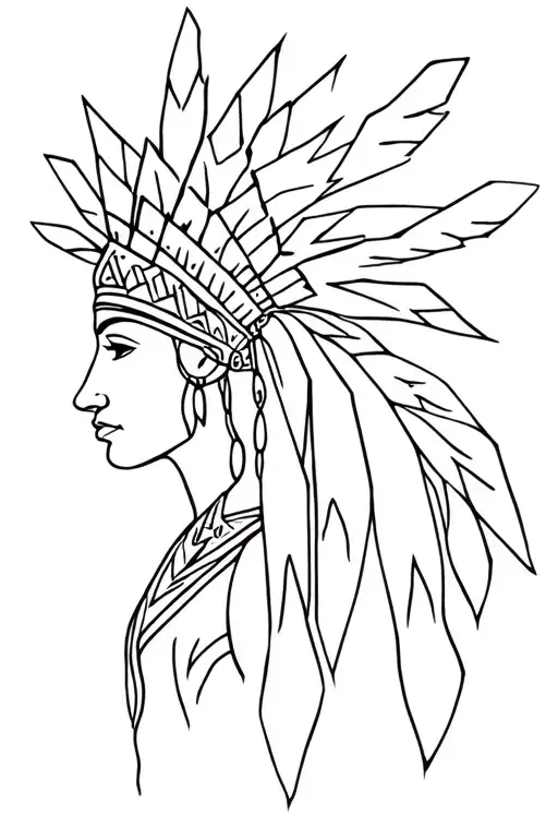 Native American Queen With Headdress Being Worn