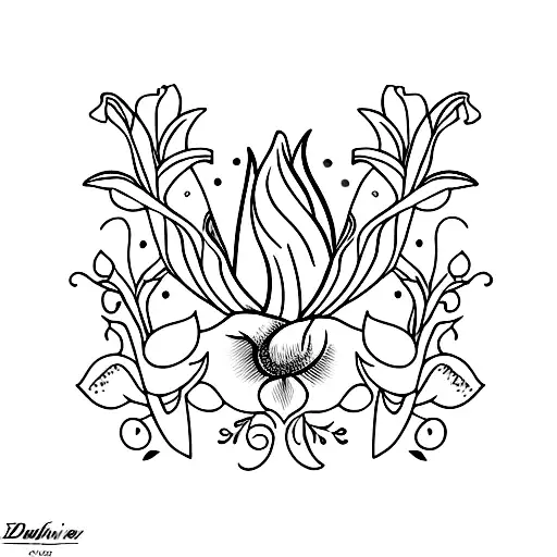 Dove With A Blue Tulip And Pink Ribbon