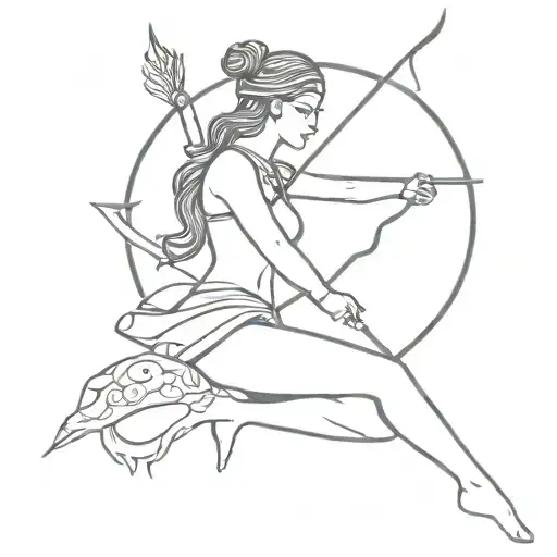 A Huntress Goddess With Elements Of The Moon And A Bow And Arrow