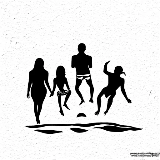 Friends In The Beach Having Fun