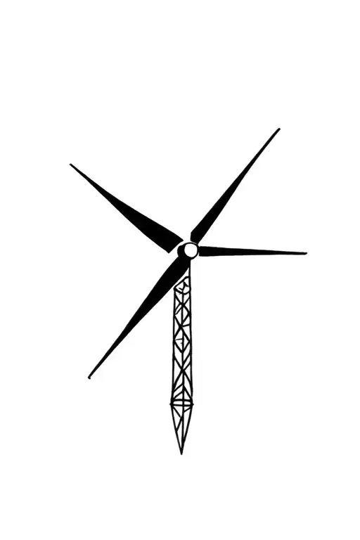Minimal Black And White Windmill