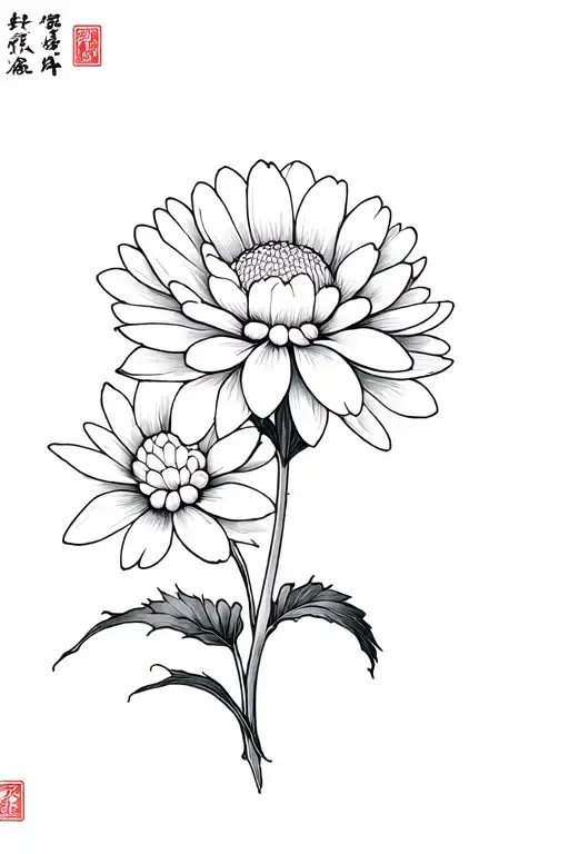 Chinese Chrysanthemum Painting In Mascara