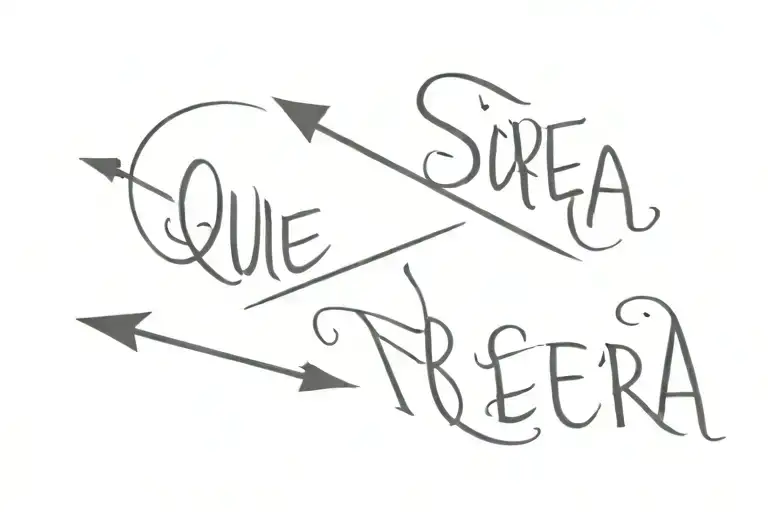 Fine Line Arrow With 'Que Sera Sera' Inscription