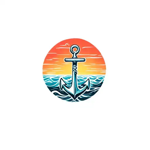 Sea Waves Sunset Lilyband An Anchor Surrounded