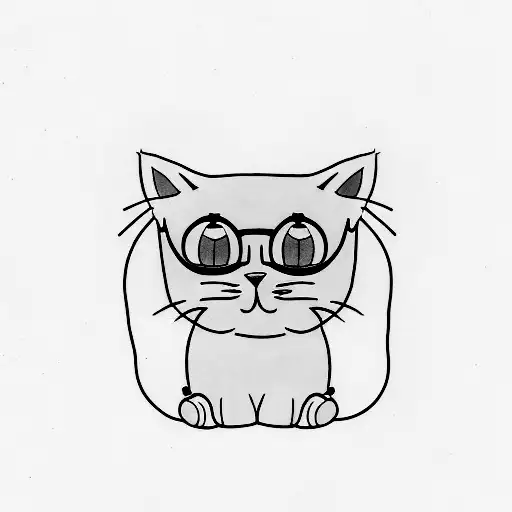 A Minimalist Tattoo Of A Fluffy Grey Cat