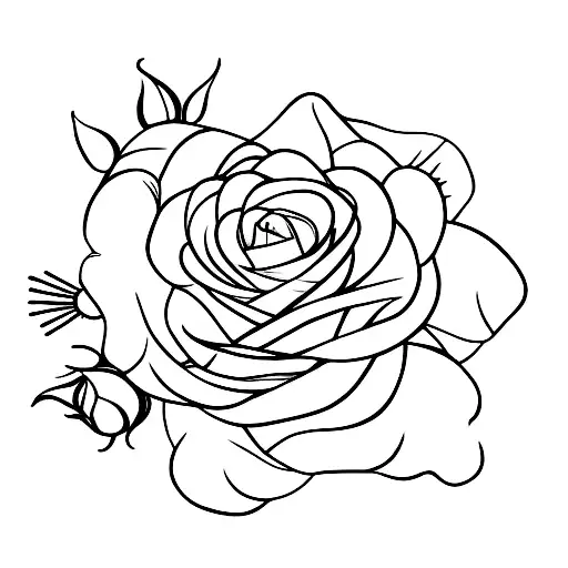 Fine Line Rose With Take Chances In Cursive As The Stem