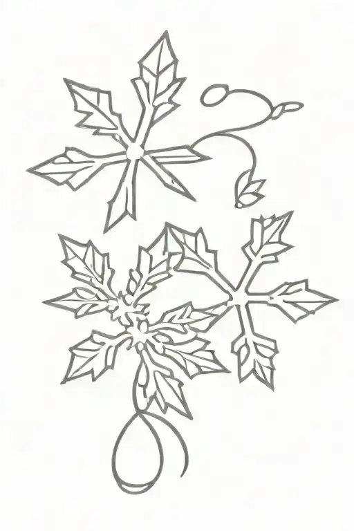 Two Small Snowflakes With Semi Colon Cancer Ribbon