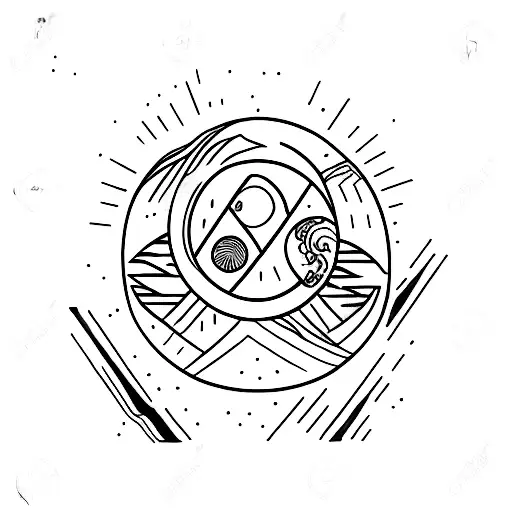 Japan Style Blood Moon With Black And Red