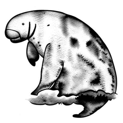 Watercolor Manatee With Baby