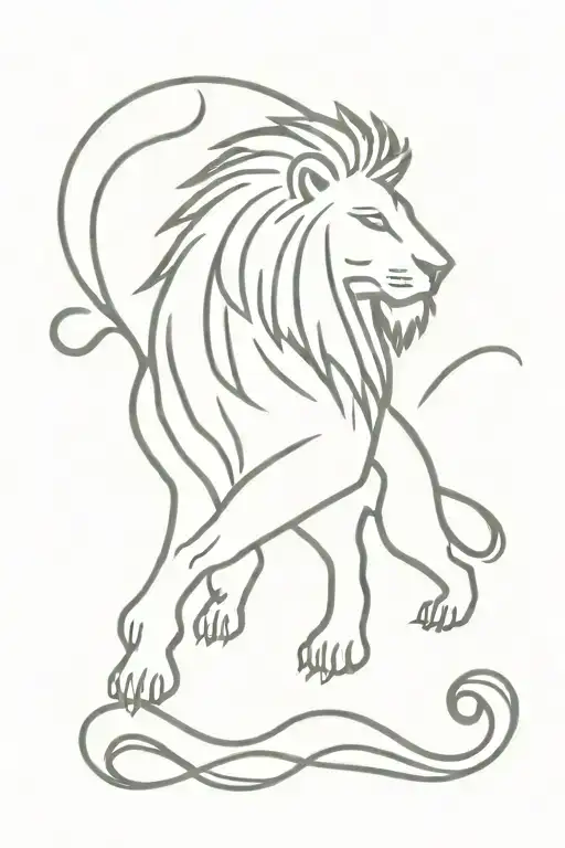 Lion Nordic Runes With H
