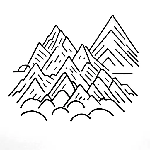 A Minimalist Tattoo Of A Mountain Range With A Bookshelf As One Of The Peaks