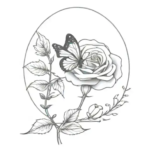 Sentimental Tattoo With A Rose And Butterfly But Keep The Tatto Small