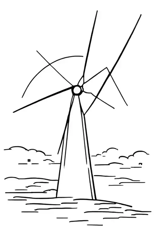 Minimal Black And White Windmill
