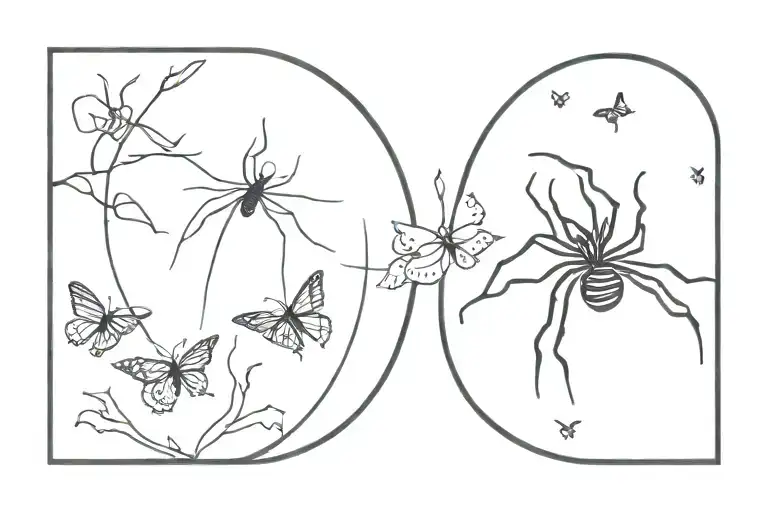 Spider And Butterfly Co Exist