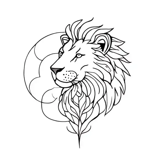 Cosmos Flower And Lion With Shapes