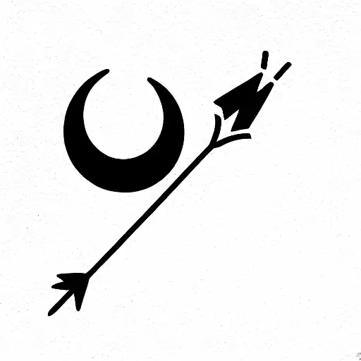 Crescent Moon With An Arrow