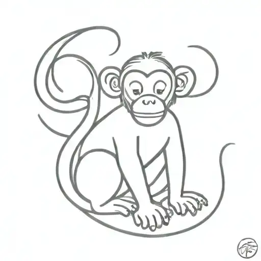 Letter Saki In A Happy Monkey