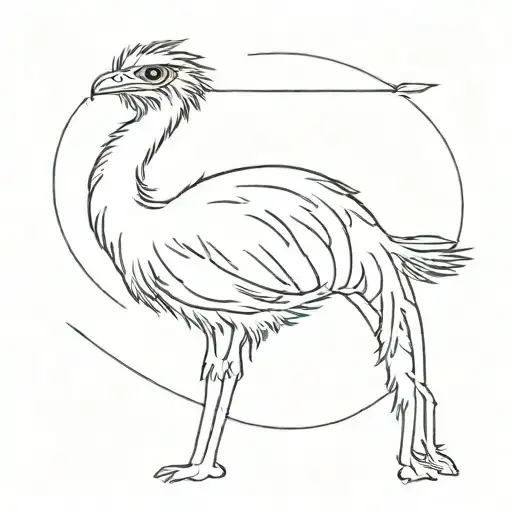 Ostrich With An Arrow Through It's Beak Open