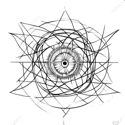 An Abstract Representation Of The Carbon Atom And The Sun Intertwined
