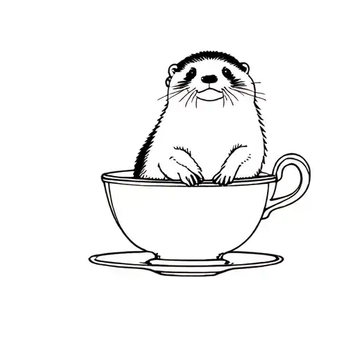 Otter Sitting In A Pretty Teacup